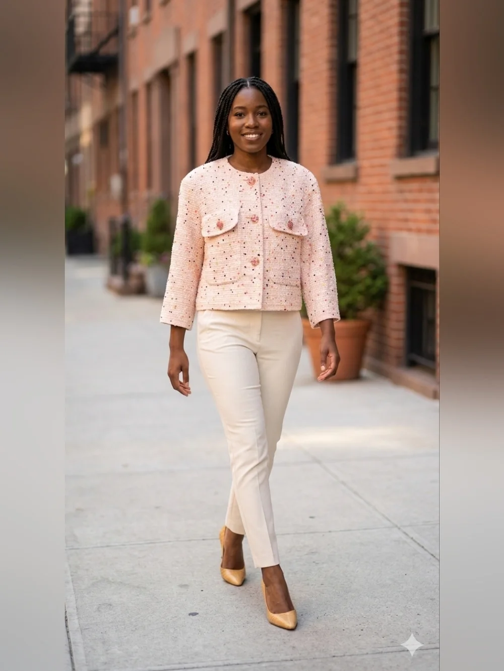 CHANEL Spring 2019 RTW Pink Multi Speckled Tweed Cropped Jacket Size FR 36/US 4 - Picture 2 of 11